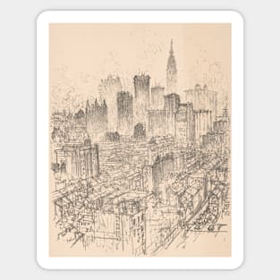 Sketch of a city full of skyscrappers - Architectural Sketch Sticker